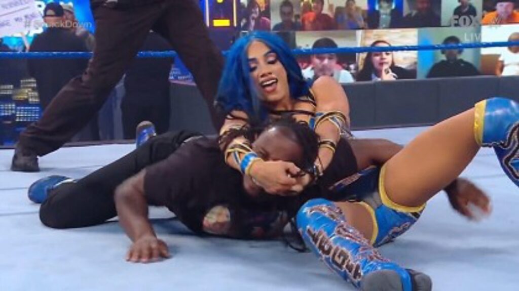 20210123 084033 Sasha Banks defeats Reginald on SmackDown in a intergender match