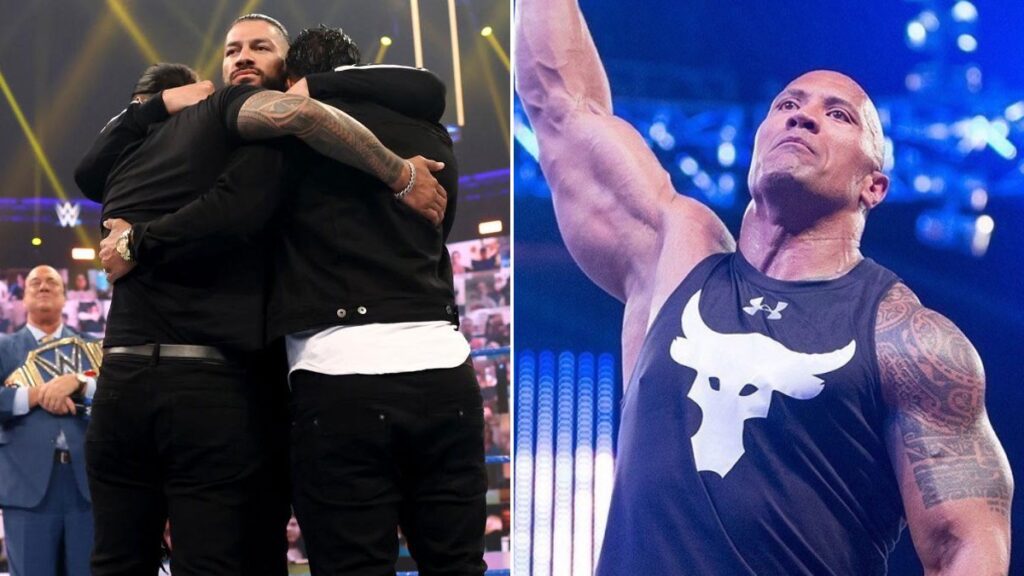 RESEM99865the rock WWE reportedly discussed a possible tag team match involving “The Rock” and Roman Reigns.