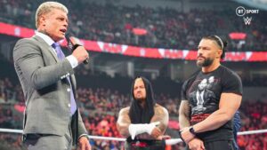 Roman Reigns vs Cody Rhodes face off
