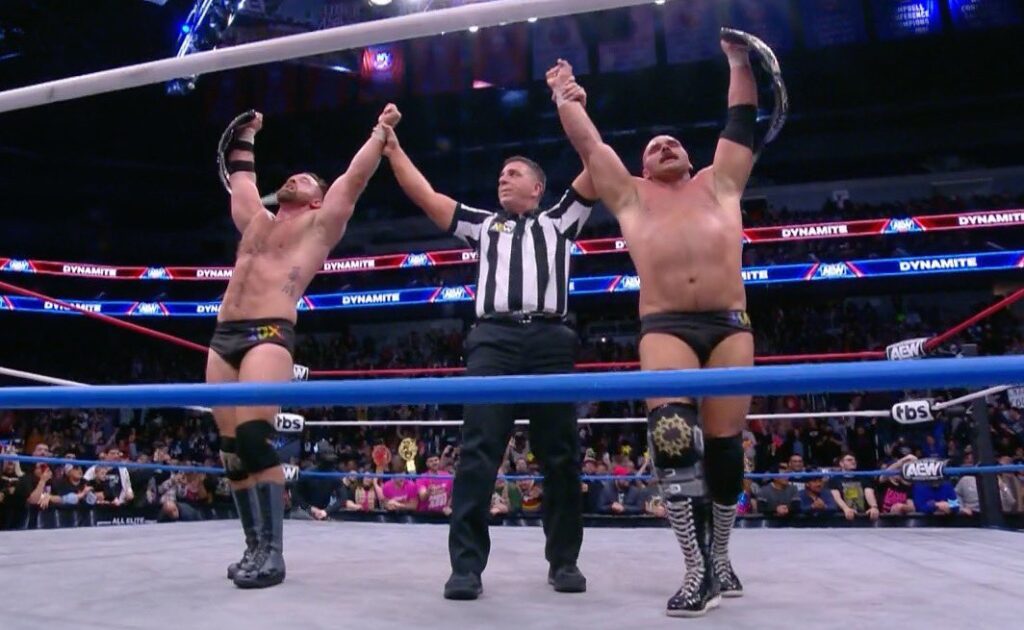 20230406 081116 Watch: FTR Claims the AEW world Tag Team Championships over The Gunns